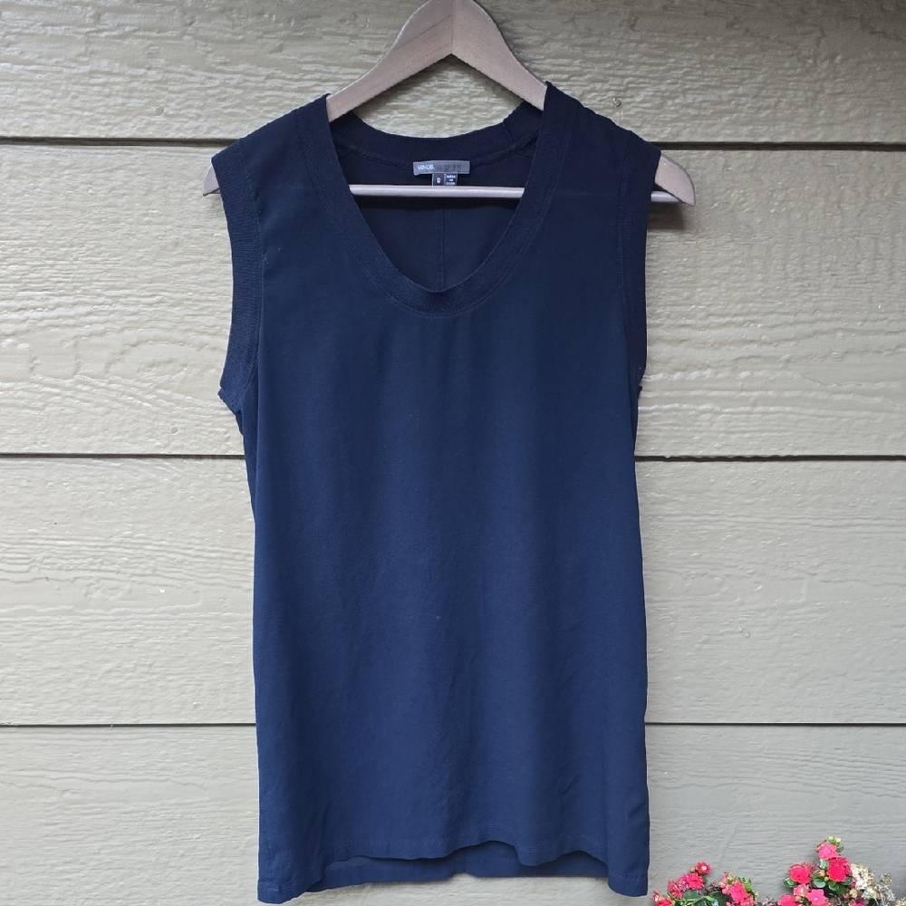 Vince Navy blue  silk Tank Tops Tunic Small S